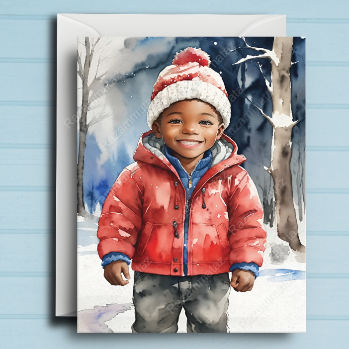 Black Boy J Christmas Card